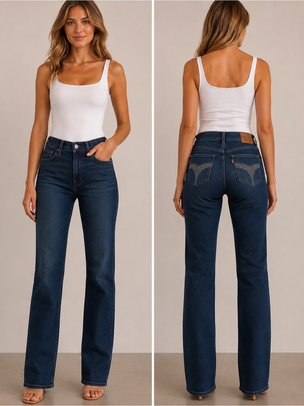 Levi’s Bold Curve Classic Straight Leg Jeans Western Cowgirl Size 2/26 Dark Wash